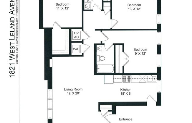 3 beds, 2 baths, 1,270 sqft, $3,700, Unit 1821L-1