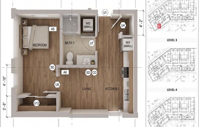 1 bed, 1 bath, 493 sqft, $1,545, Unit 211