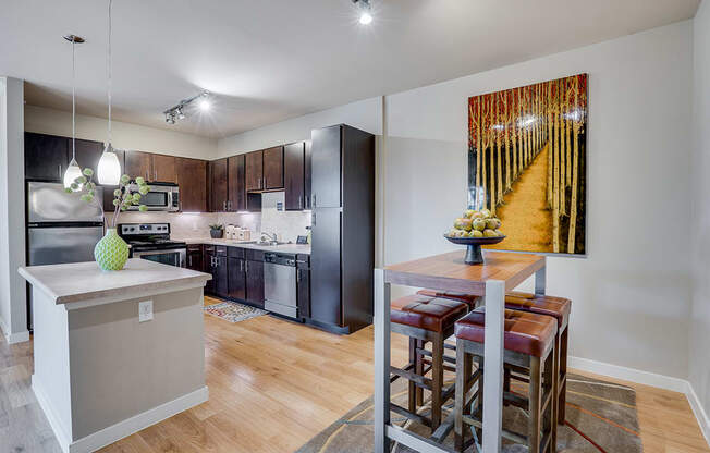 Spacious Kitchen with Island and Dining Area