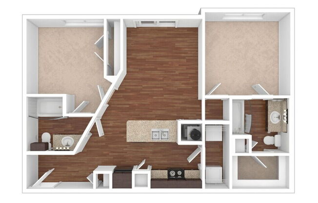 2 beds, 2 baths, 1,219 sqft, $1,246