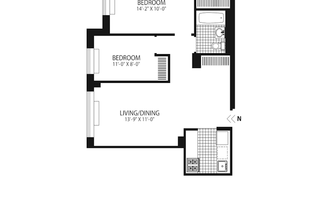 2 beds, 1 bath, $7,695, Unit 7N