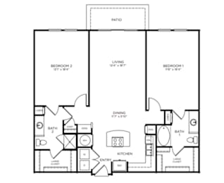 2 beds, 2 baths, 1,327 sqft, $2,075