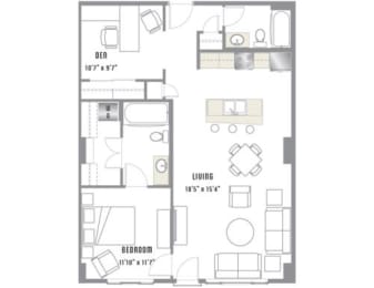 1 bed, 2 baths, 1,020 sqft, $1,886