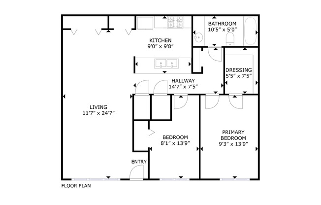 2 beds, 1 bath, 875 sqft, $1,300, Unit 10