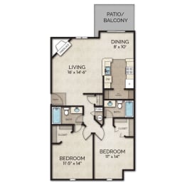 2 beds, 2 baths, 978 sqft, $1,685