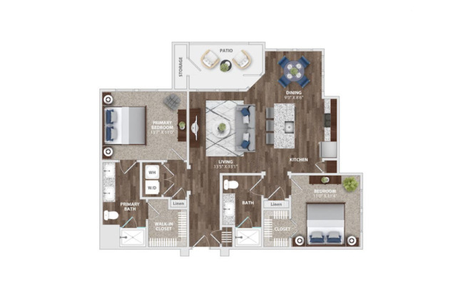 2 beds, 2 baths, 1,081 sqft, $2,150