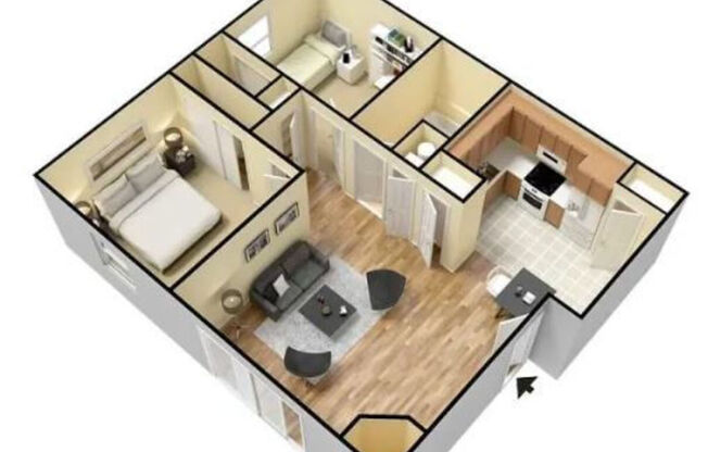 2 Bedroom, 1 Bath room