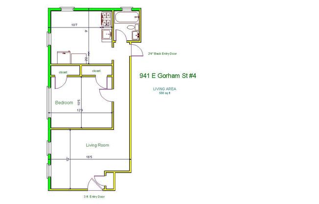 1 bed, 1 bath, 650 sqft, $1,230, Unit 4