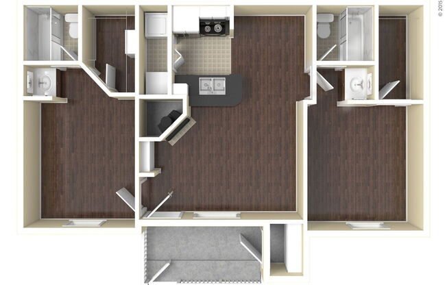 2 beds, 2 baths, 884 sqft, $1,400