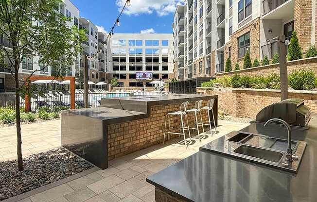 Outdoor kitchen with grill area