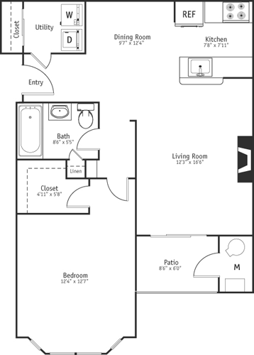 1 bed, 1 bath, 830 sqft, $2,755, Unit 74