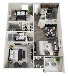 2 beds, 2 baths, 976 sqft, $1,195