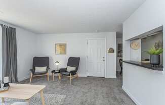 Model Living Room at Hilltop Apartments, Cincinnati, Ohio