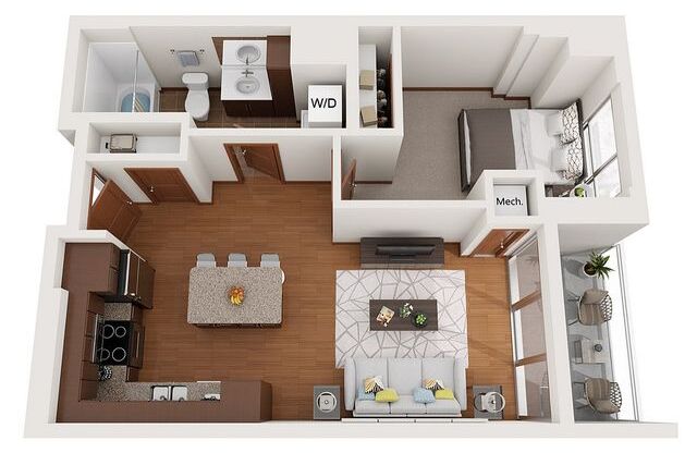 1 bed, 1 bath, 633 sqft, $1,995