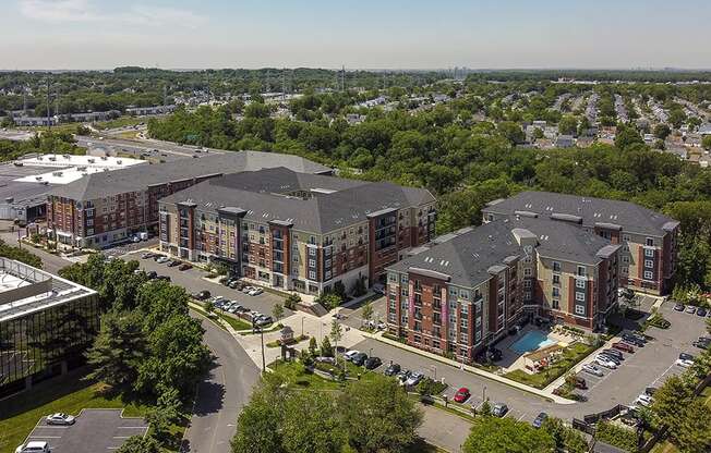 an aerial view of a large apartment complex in a city