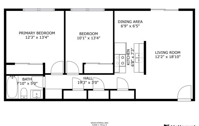2 beds, 1 bath, 790 sqft, $1,299, Unit 02
