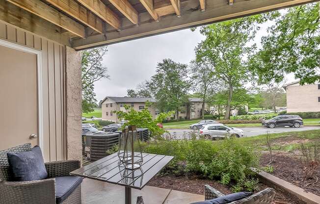 Private Patio at Kenilworth at Perring Park Apartments, Parkville, MD
