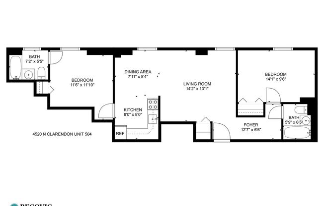 2 beds, 2 baths, 738 sqft, $2,500, Unit 504