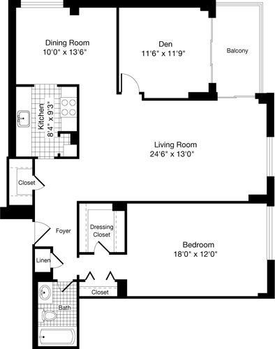 1 bed, 1 bath, 1,110 sqft, $2,743