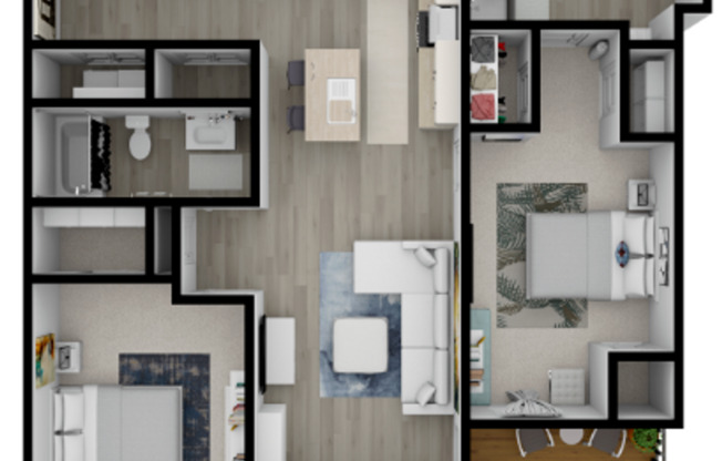 1 bed, 2 baths, 1,080 sqft, $2,165, Unit G21