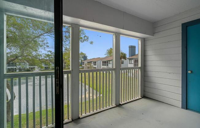 a gate in front of a window