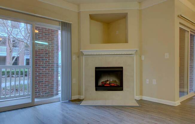 Fireplace at Rose Heights apartment Raleigh, NC