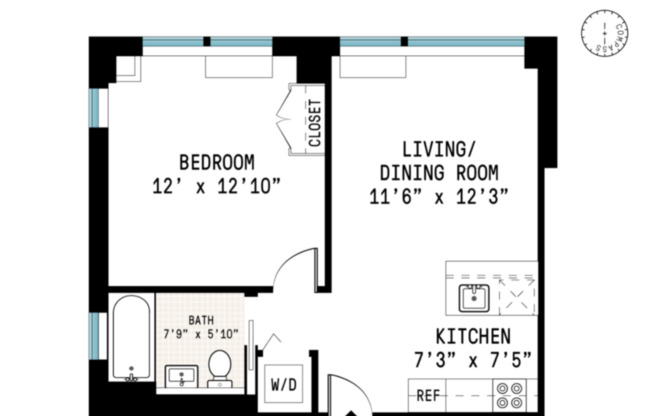 1 bed, 1 bath, 527 sqft, $3,400, Unit 2B