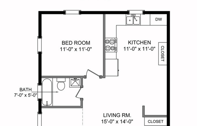1 bed, 1 bath, 614 sqft, $2,300, Unit 03-B1