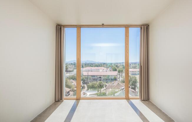 a room with a large window