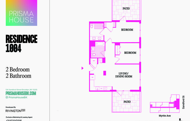 2 beds, 2 baths, $7,305, Unit 1004