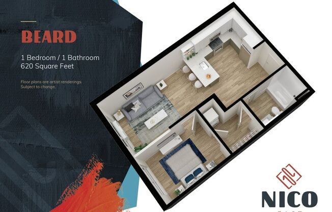 1 bed, 1 bath, 620 sqft, $1,427, Unit E528