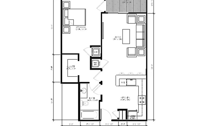 1 bed, 1 bath, 711 sqft, $1,510, Unit 303
