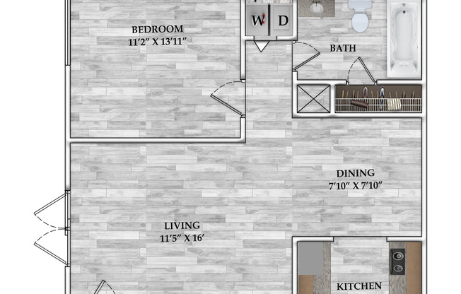 1 bed, 1 bath, 643 sqft, $806, Unit 301