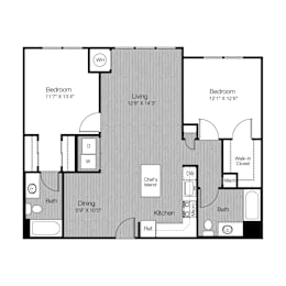2 beds, 2 baths, 1,106 sqft, $3,842
