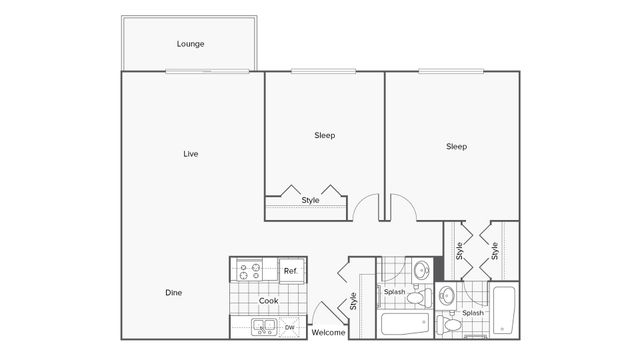 2 beds, 2 baths, 1,014 sqft, $989
