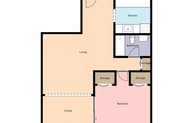 1 bed, 1 bath, 734 sqft, $1,365