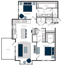 2 beds, 2 baths, 1,228 sqft, $2,999