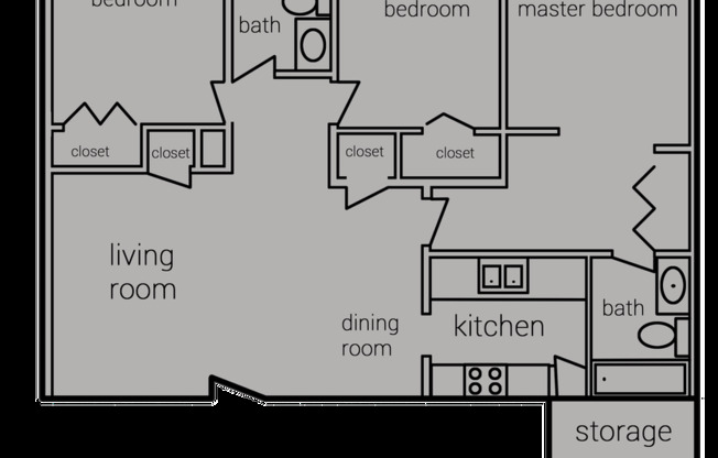 3 beds, 2 baths, $1,350, Unit 1041