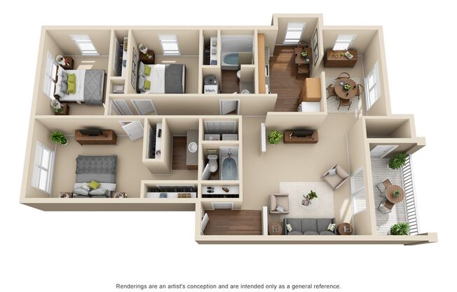 3 beds, 2 baths, 1,224 sqft, $1,439, Unit 2937-201