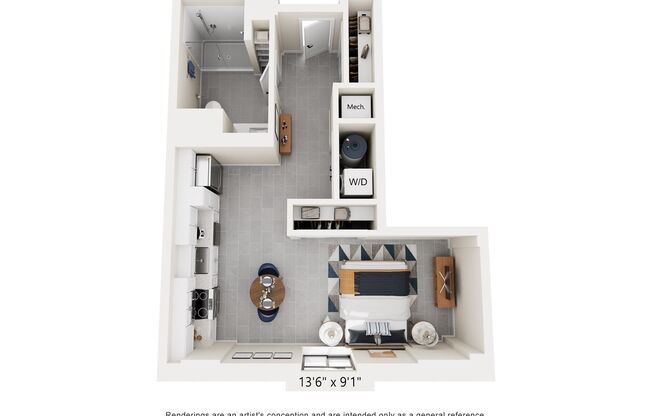 Studio, 1 bath, 500 sqft, $1,390, Unit Apt. 110