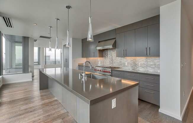 Kitchen with high end finishes at The Bravern, 688 110th Ave NE, WA