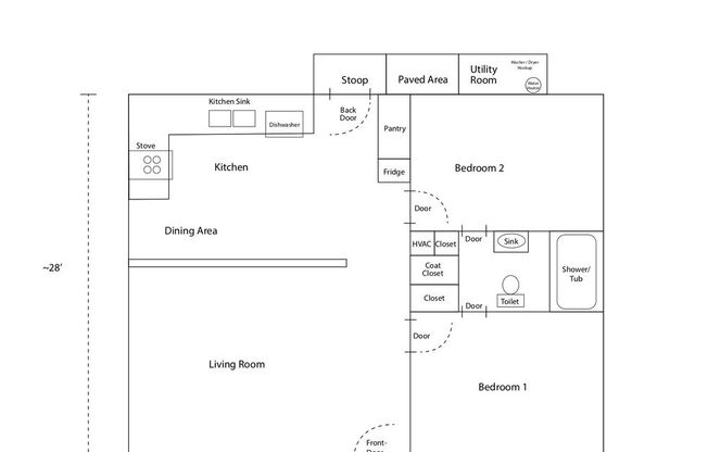 2 beds, 1 bath, 848 sqft, $895, Unit F2