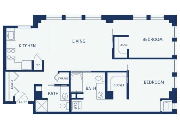 2 beds, 2 baths, 1,025 sqft, $2,295