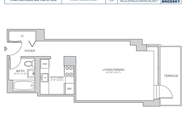 Studio, 1 bath, $3,750, Unit P7G
