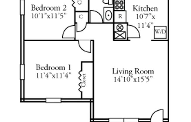 2 beds, 1 bath, $895, Unit Unit A