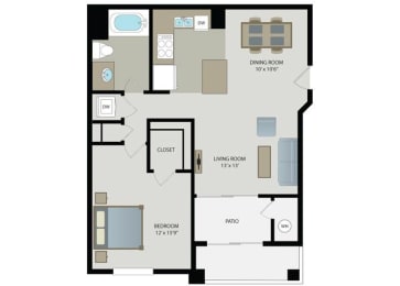 1 bed, 1 bath, 758 sqft, $2,327