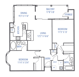 2 beds, 2 baths, 1,140 sqft, $2,396