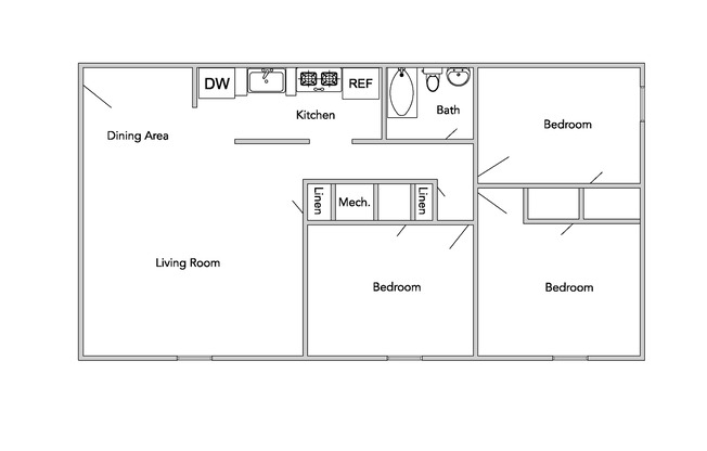 3 beds, 1 bath, $1,275, Unit 13 - The Murray