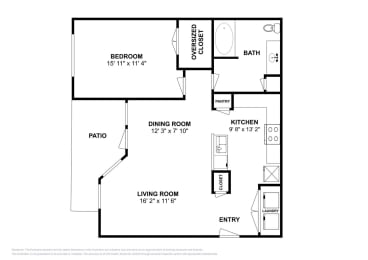 1 bed, 1 bath, 843 sqft, $1,205