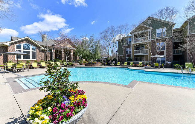 Enjoy one of our two sparkling swimming pools with more than enough lounge chairs to relax at Alden Place at South Square Apartments, Durham, NC 27707
